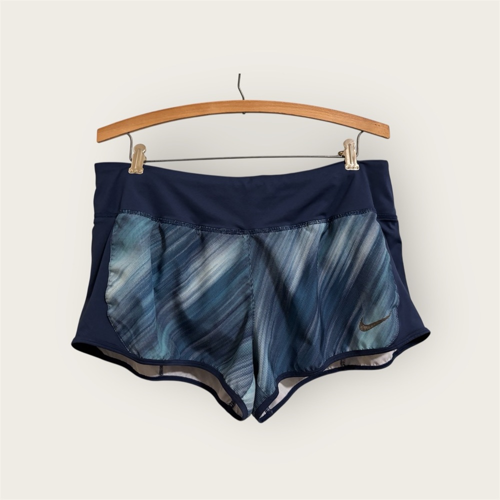Nike Blue Patterned Athletic Running Shorts